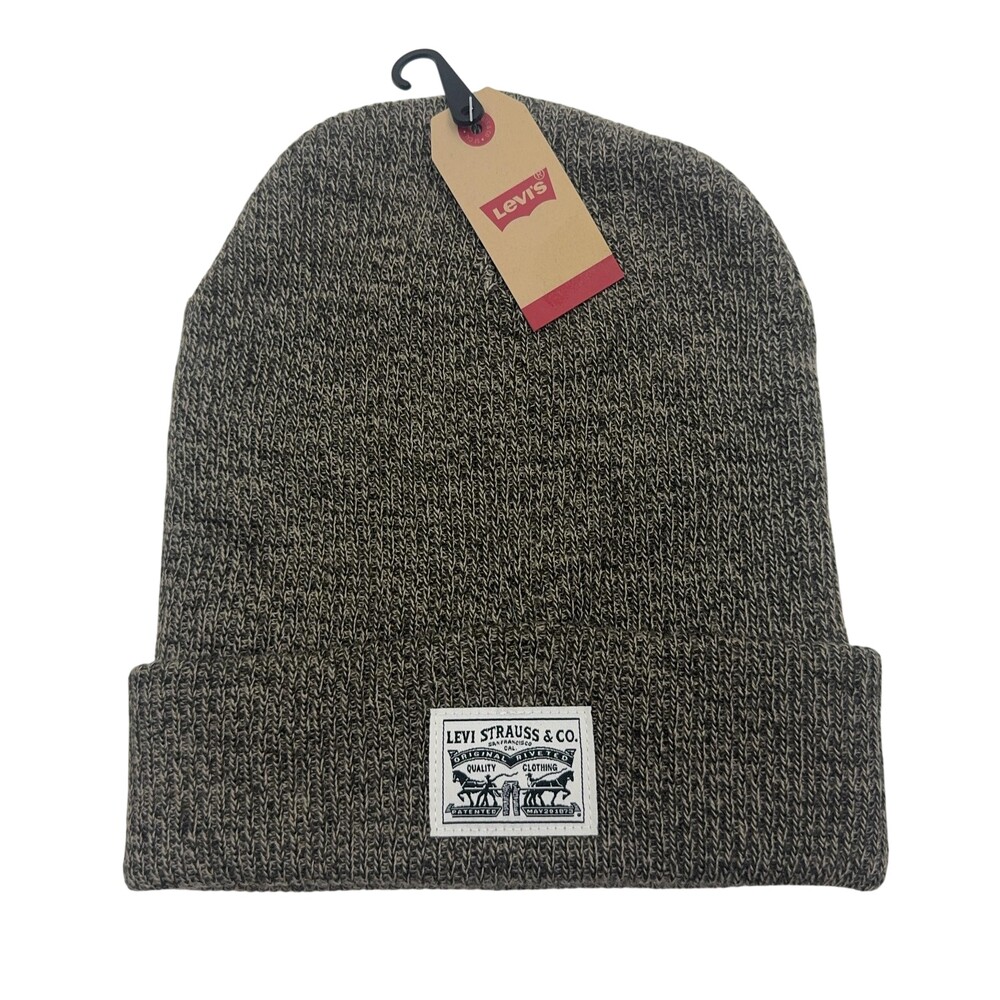 Levi Strauss Cardigan Cardigan Knit Beanie Marl Brown Logo Patch Hat Levi's